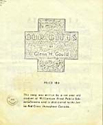 Front cover of piano-vocal score, OUR GIFTS, by Glenn Gould