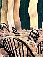 Collage of sheep and chairs, by Joan McCrimmon Hebb
